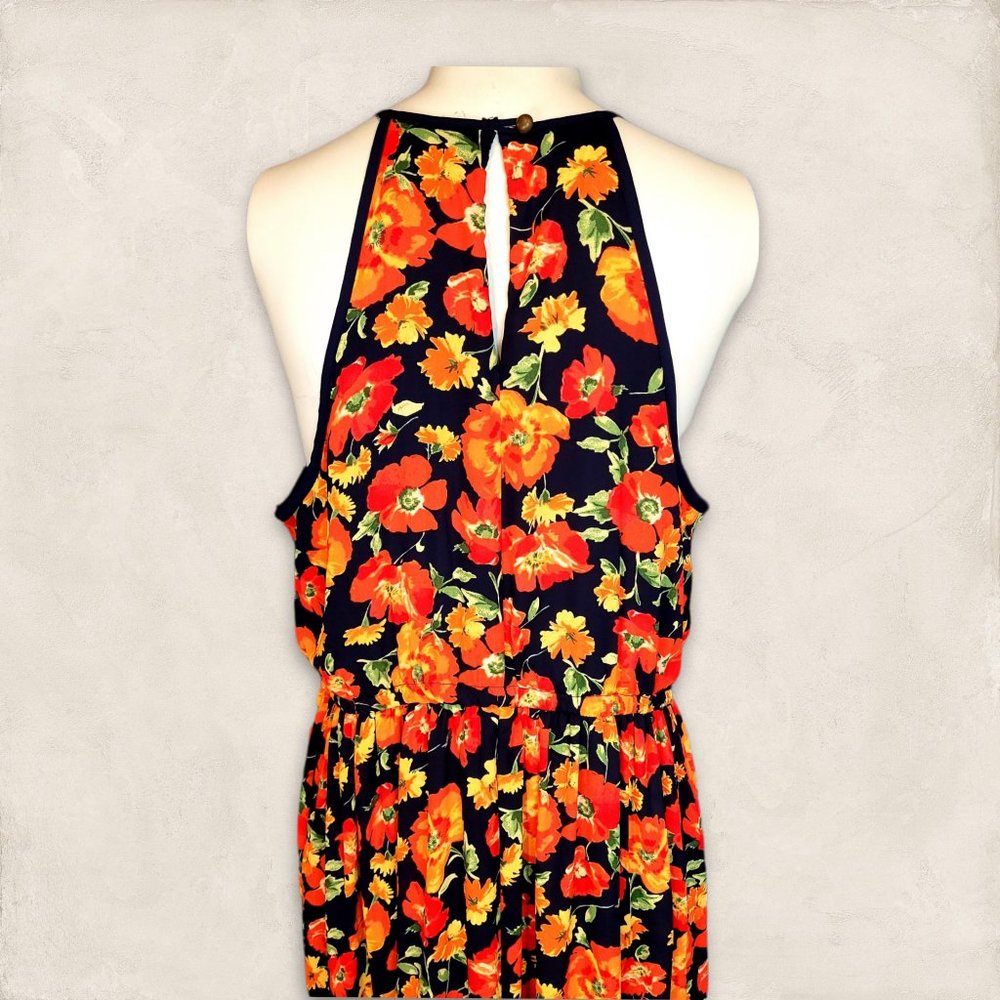 Forever 21 Black Maxi Dress with Orange & Yellow Floral Print - Picture 8 of 13